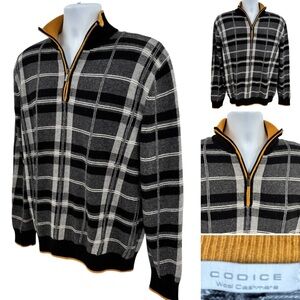 Codice Merino 1/4 Zip Pullover Sweater Merino Wool Cashmere Sz. XL Preppy